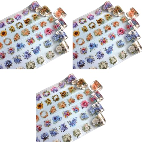 HASTHIP® 6 Rolls Floral DIY Scrapbooking Decorative Tapes Washi Tape Stickers PET Transparent Aesthetic for Journal Making Art Craft 3PCS HASTHIP® 6 Rolls Floral DIY Scrapbooking Decorative Tapes Washi Tape Stickers PET Transparent Aesthetic for Journal Making Art Craft 3PCS